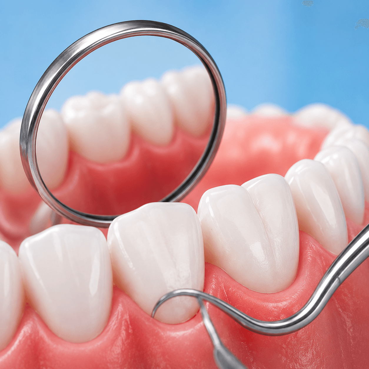 Dental hygienist performing a professional teeth cleaning and exam