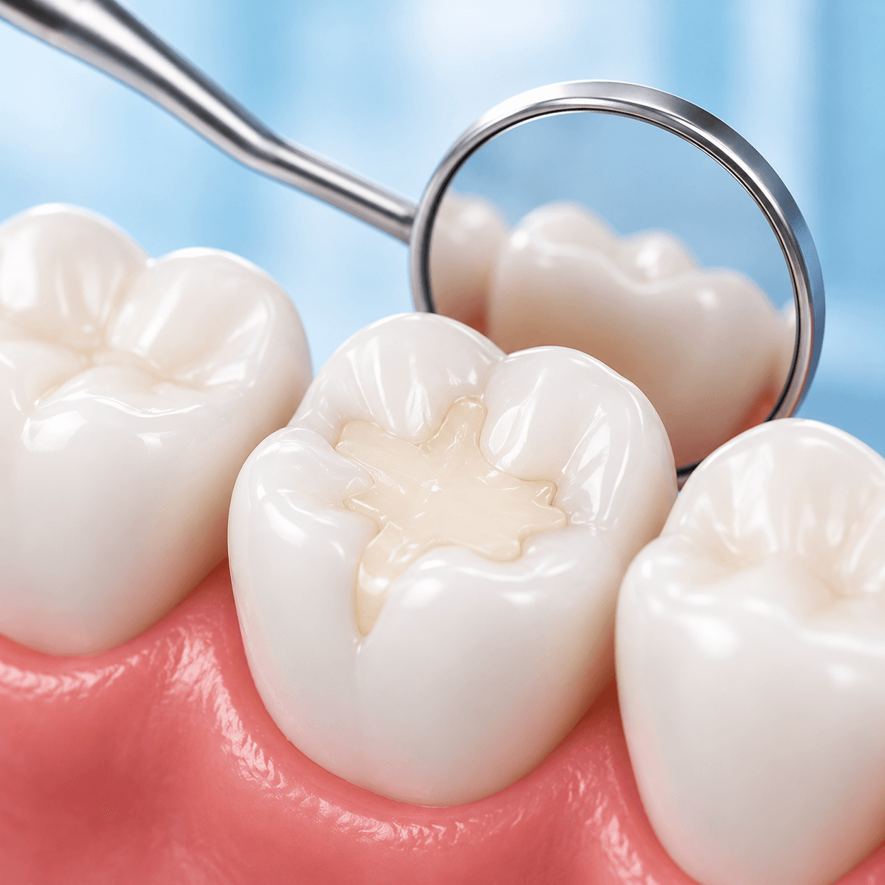 UV light curing a tooth-colored composite dental filling