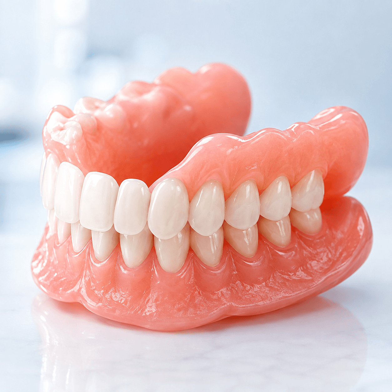 Custom denture set for full and partial tooth replacement