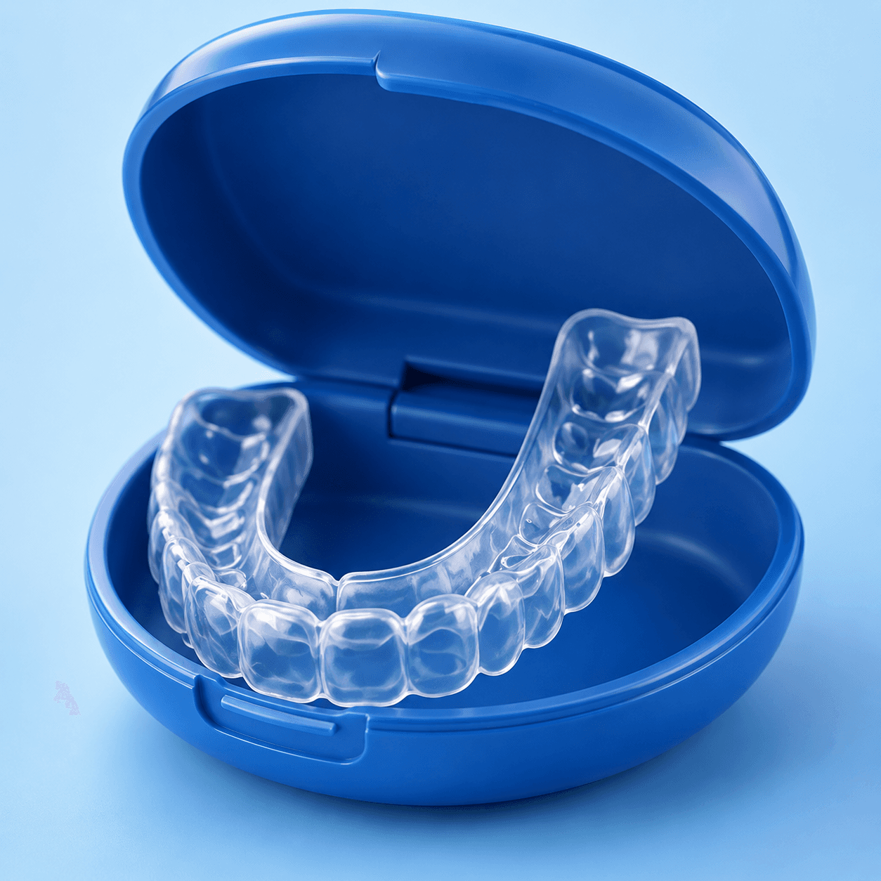 Custom dental retainer held by gloved hands