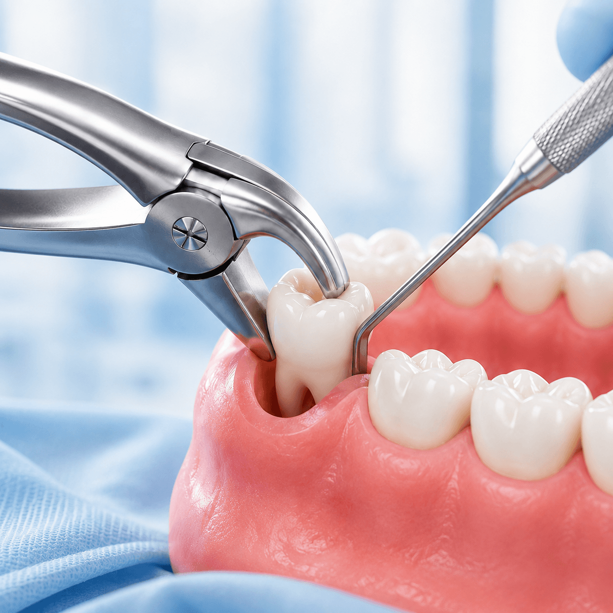 Oral surgeon with dental equipment preparing for a procedure